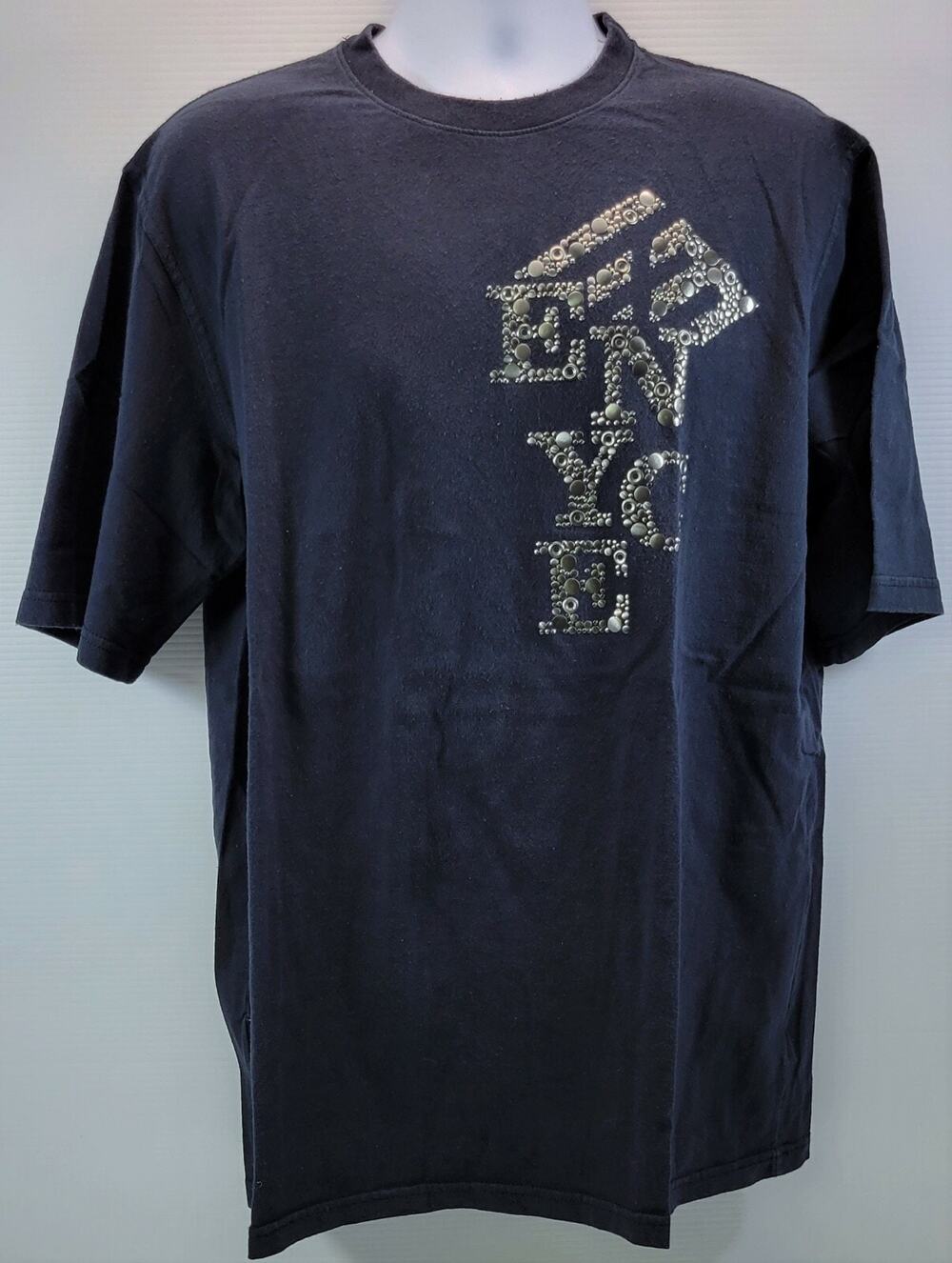 Vintage Men's Enyce Clothing Co. Black Cotton T-Shirt XL Studded Logo